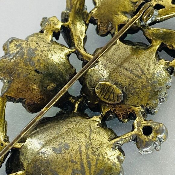 Vintage MCM Weiss Watermelon Rivoli Aurora Borealis Crystal Floral Brooch Pin - Picture 11 of 16